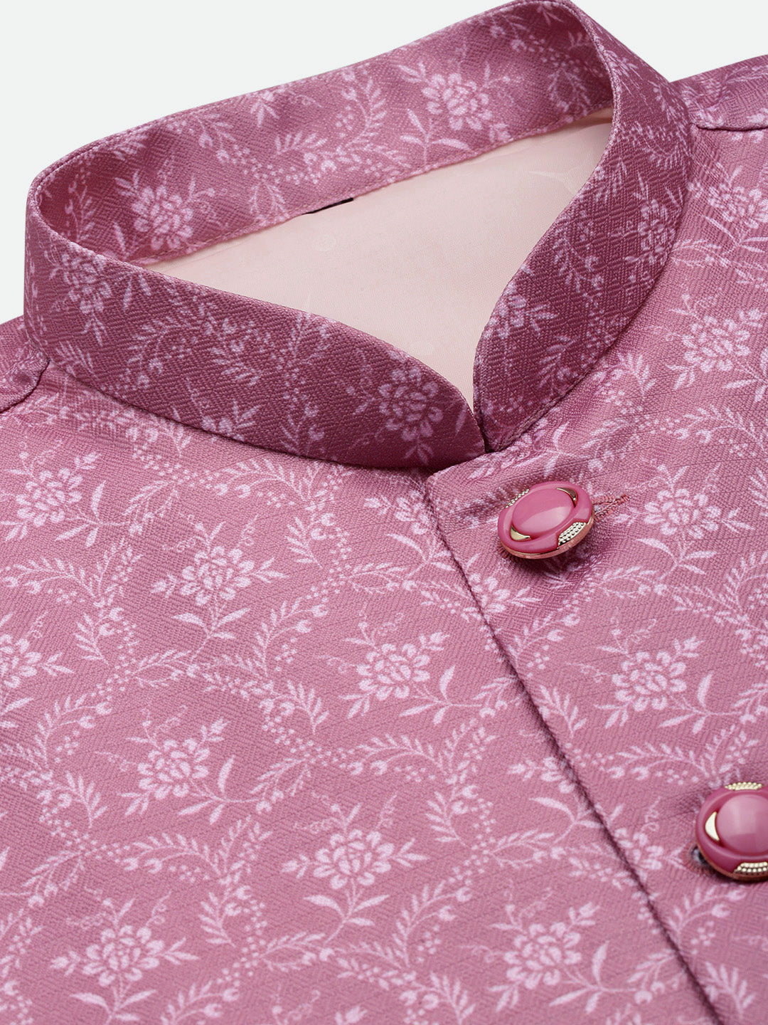 Men Pink Printed Nehru Jacket