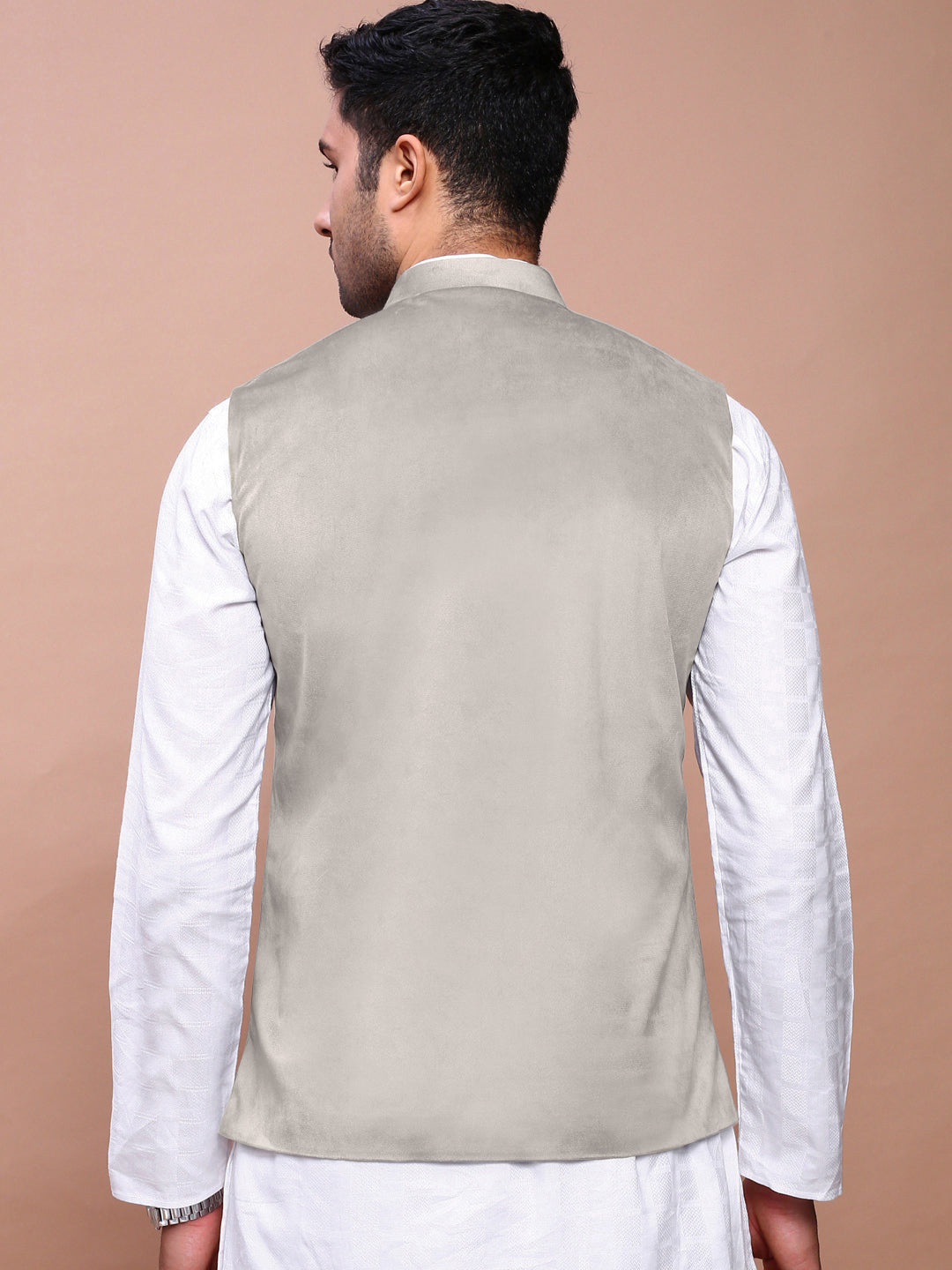 Men's Grey Solid Nehru Jacket