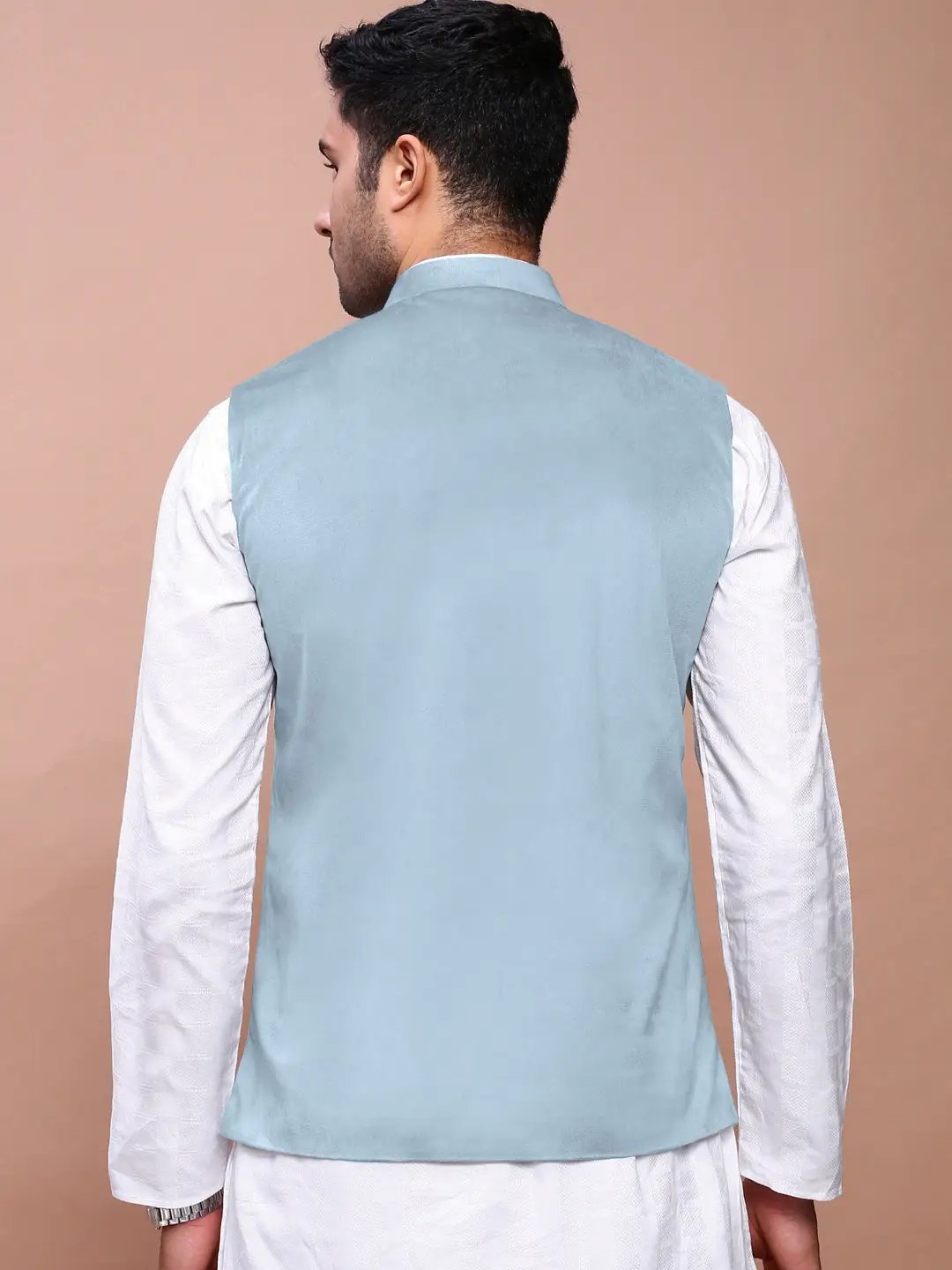 Men's Blue Solid Nehru Jacket