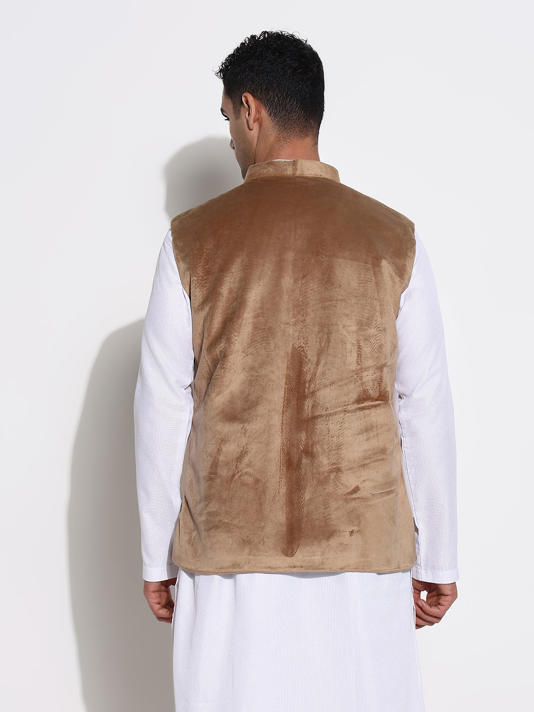 Men Brown Solid Nehru Jacket