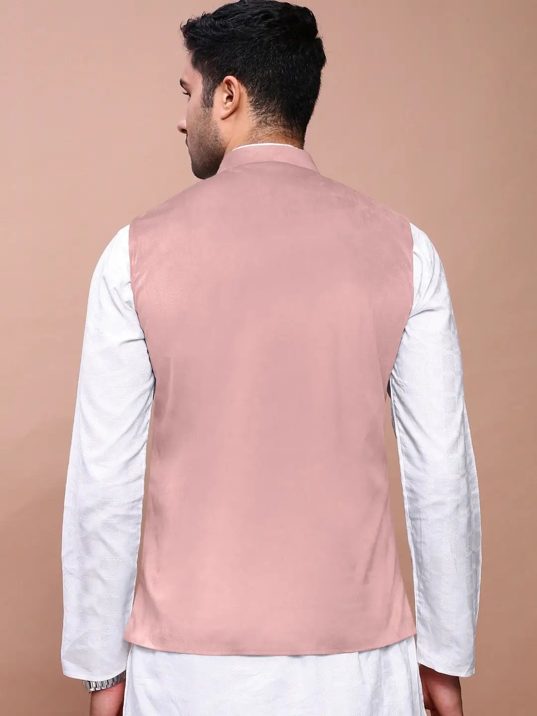 Men's Pink Solid Nehru Jacket