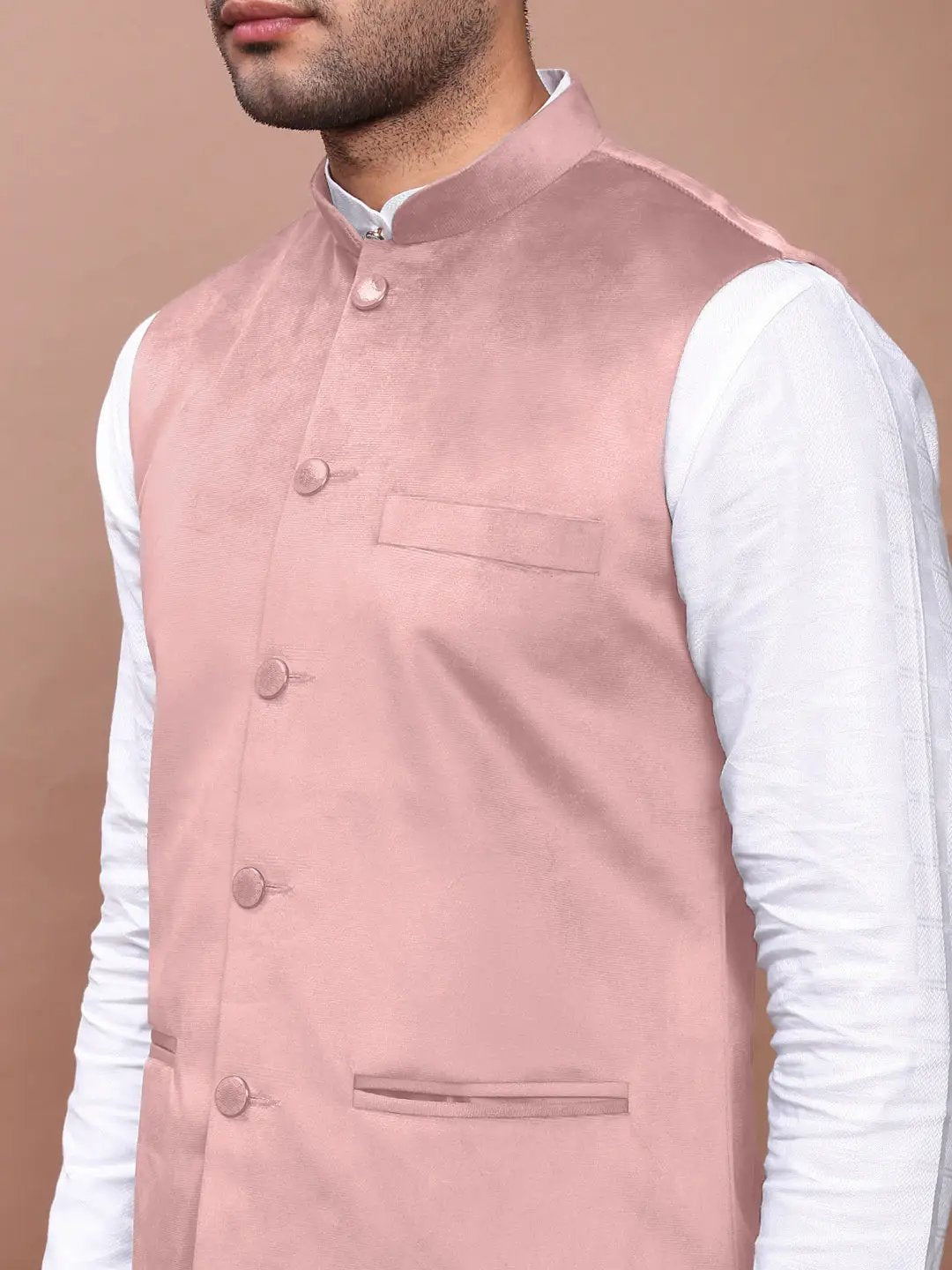 Men's Pink Solid Nehru Jacket