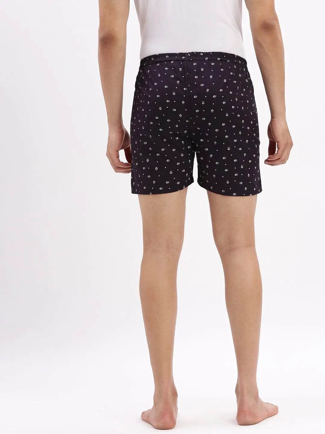 Men's Printed Cotton Navy Blue Boxer