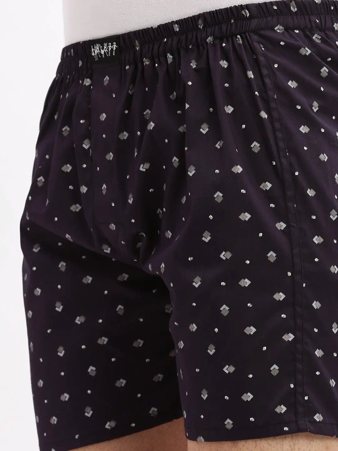 Men's Printed Cotton Navy Blue Boxer