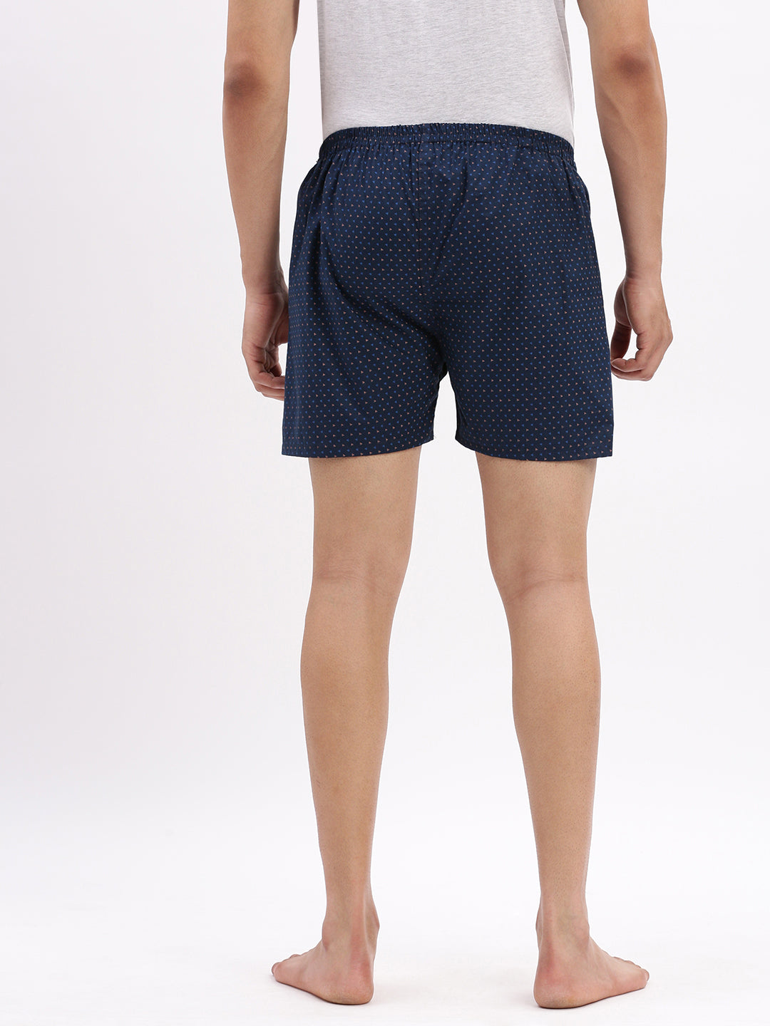 Men Printed Cotton Navy Blue Boxer