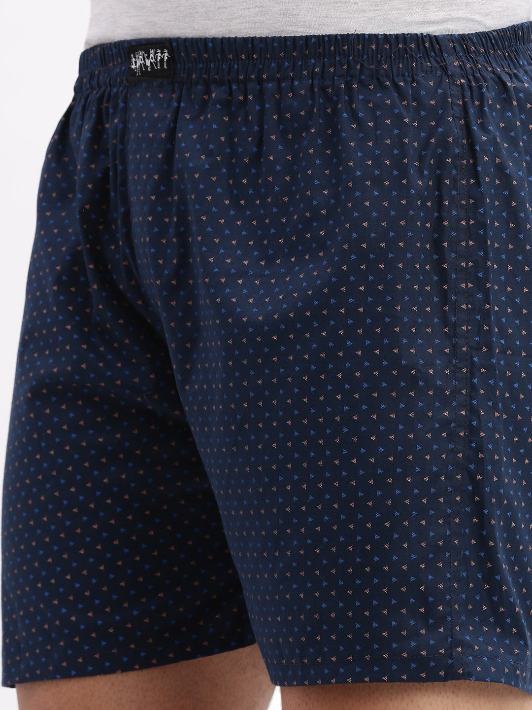 Men Printed Cotton Navy Blue Boxer