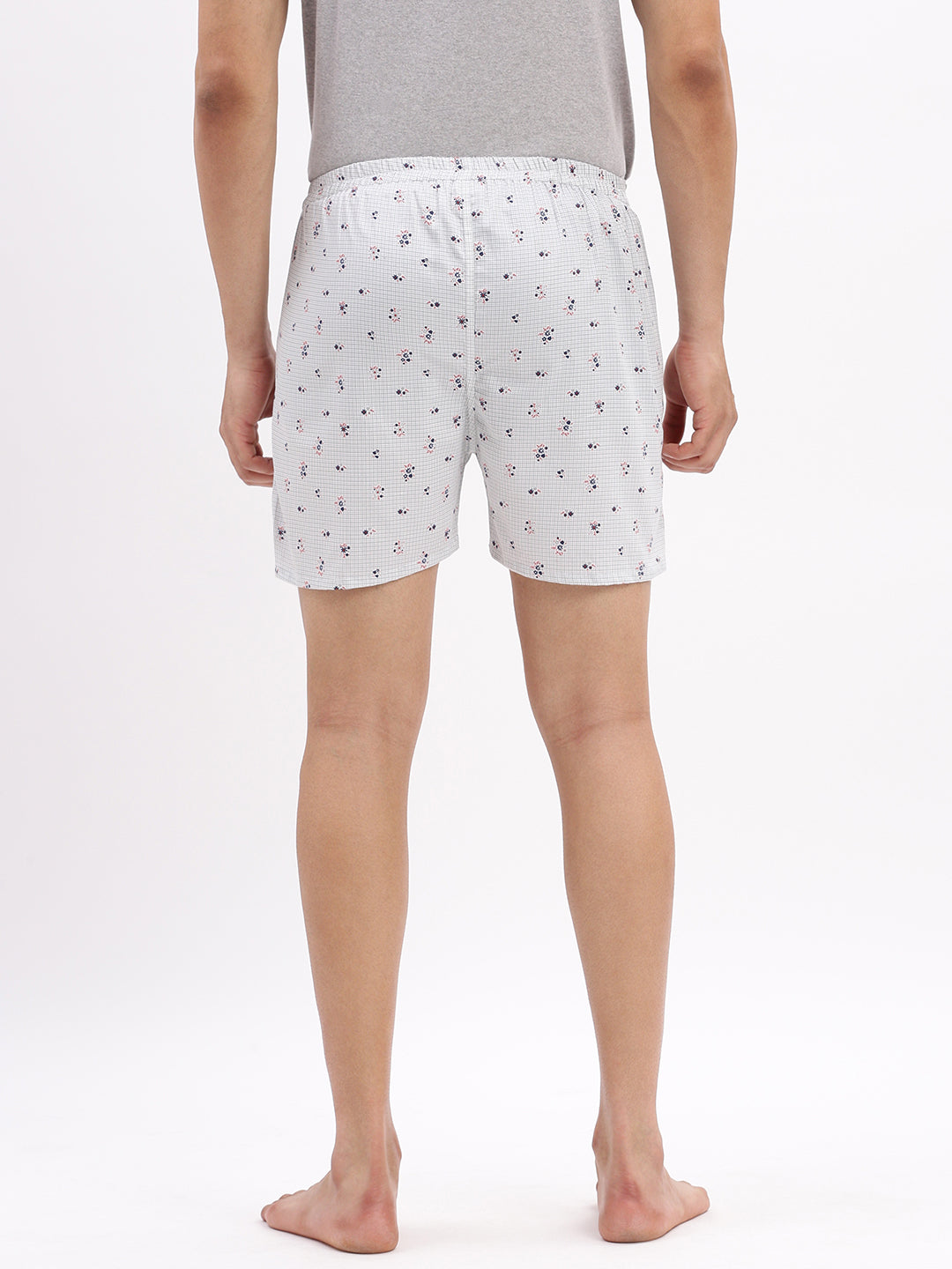 Men Printed Cotton White Boxer