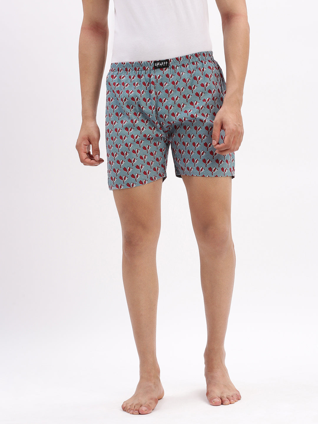 Men Printed Cotton Blue Boxer