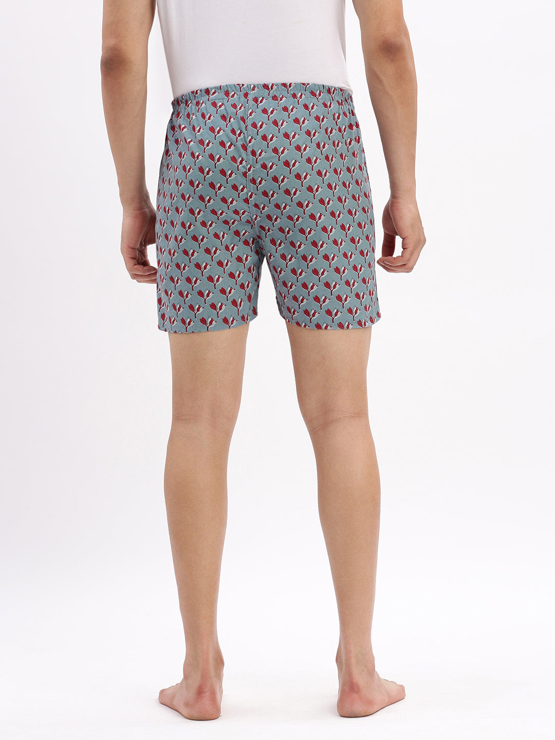 Men Printed Cotton Blue Boxer