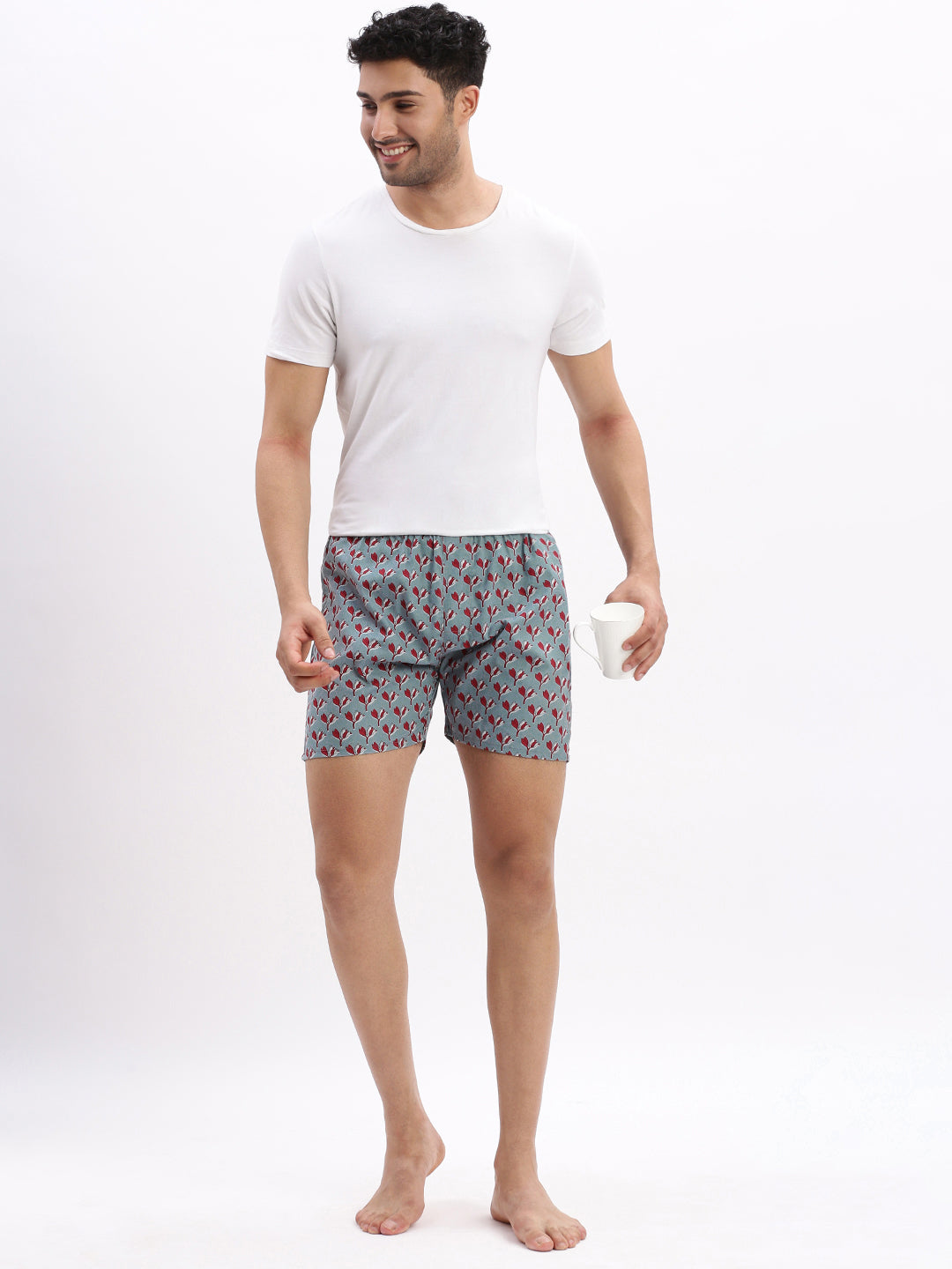 Men Printed Cotton Blue Boxer