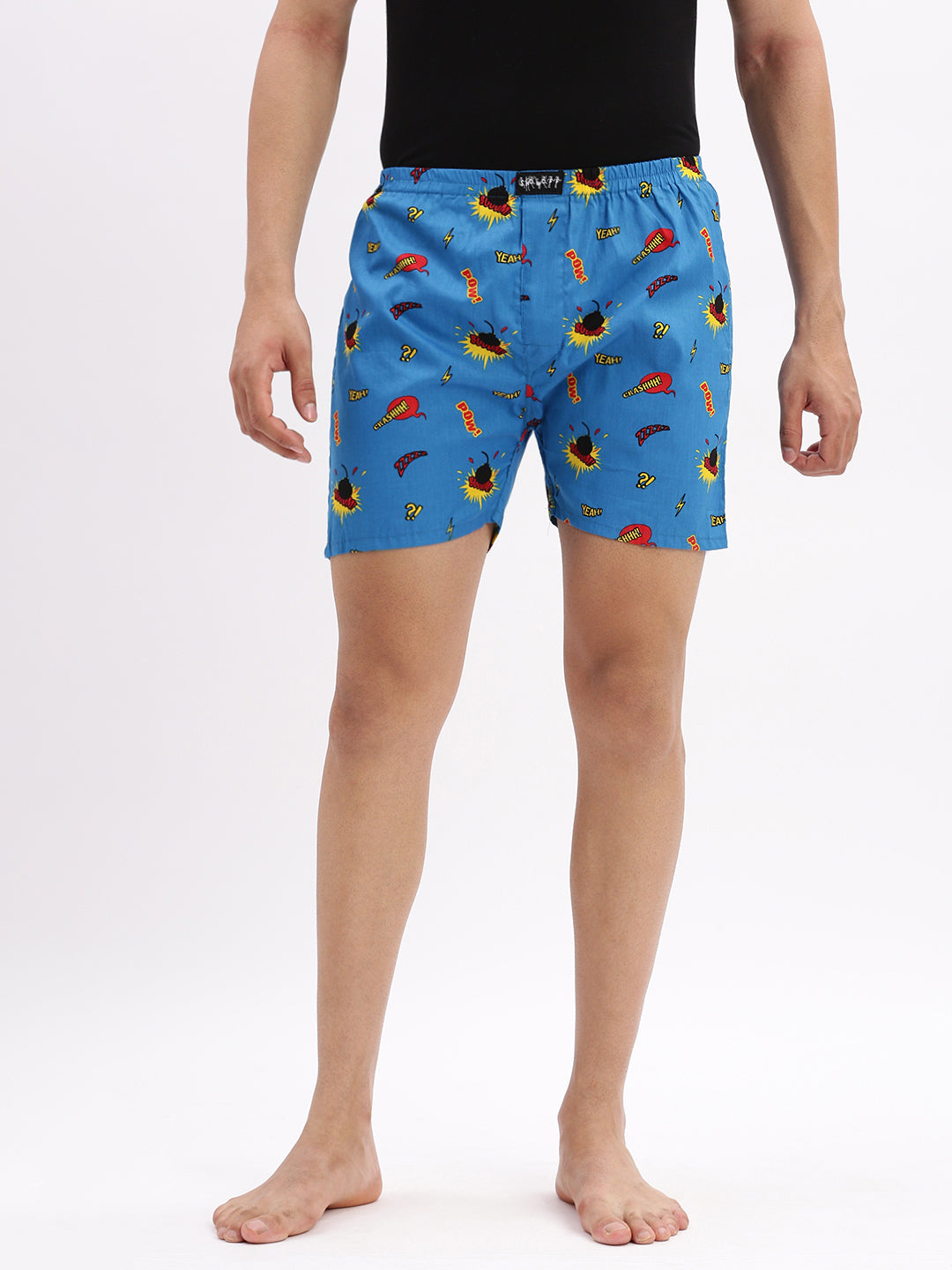 Men Printed Cotton Blue Boxer