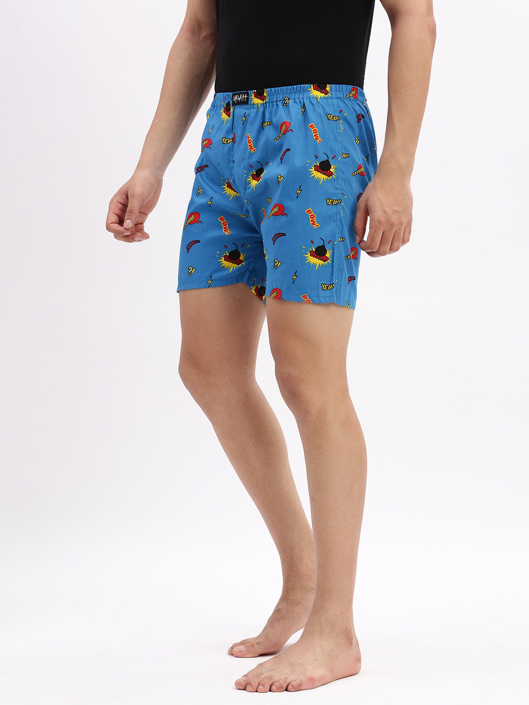 Men Printed Cotton Blue Boxer