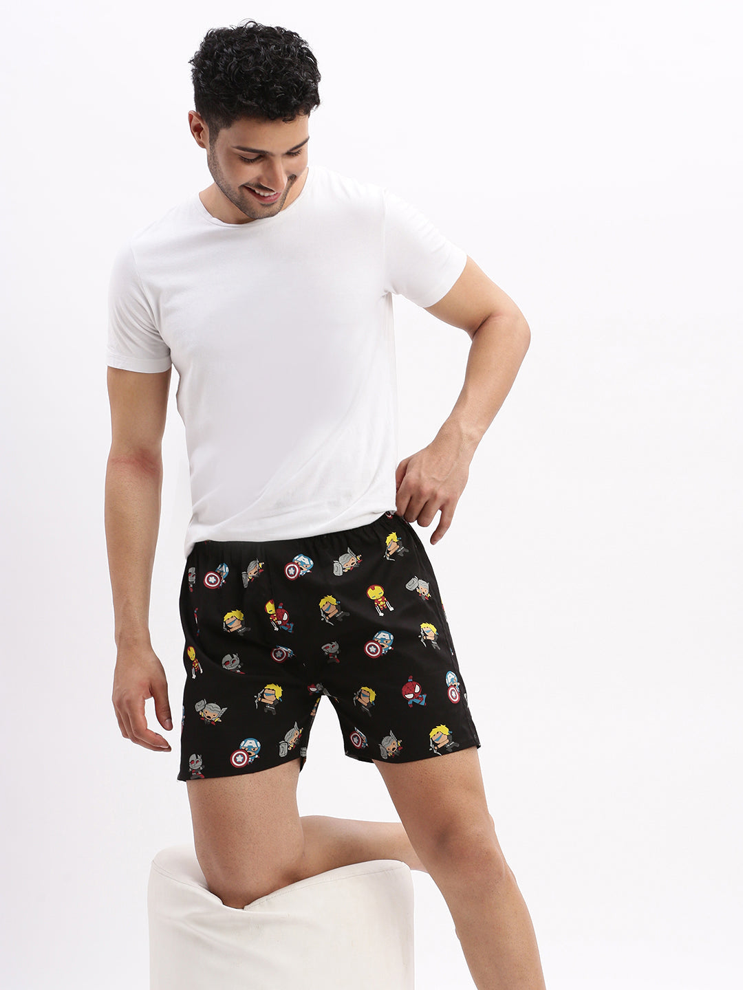 Men Printed Cotton Black Boxer