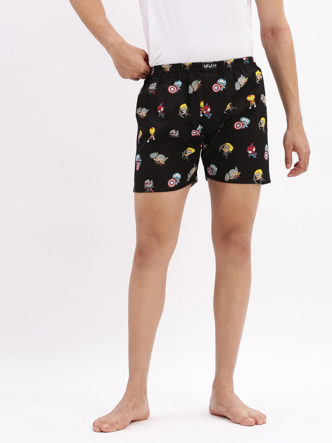 Men Printed Cotton Black Boxer