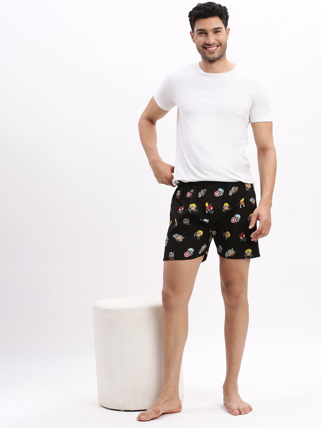 Men Printed Cotton Black Boxer