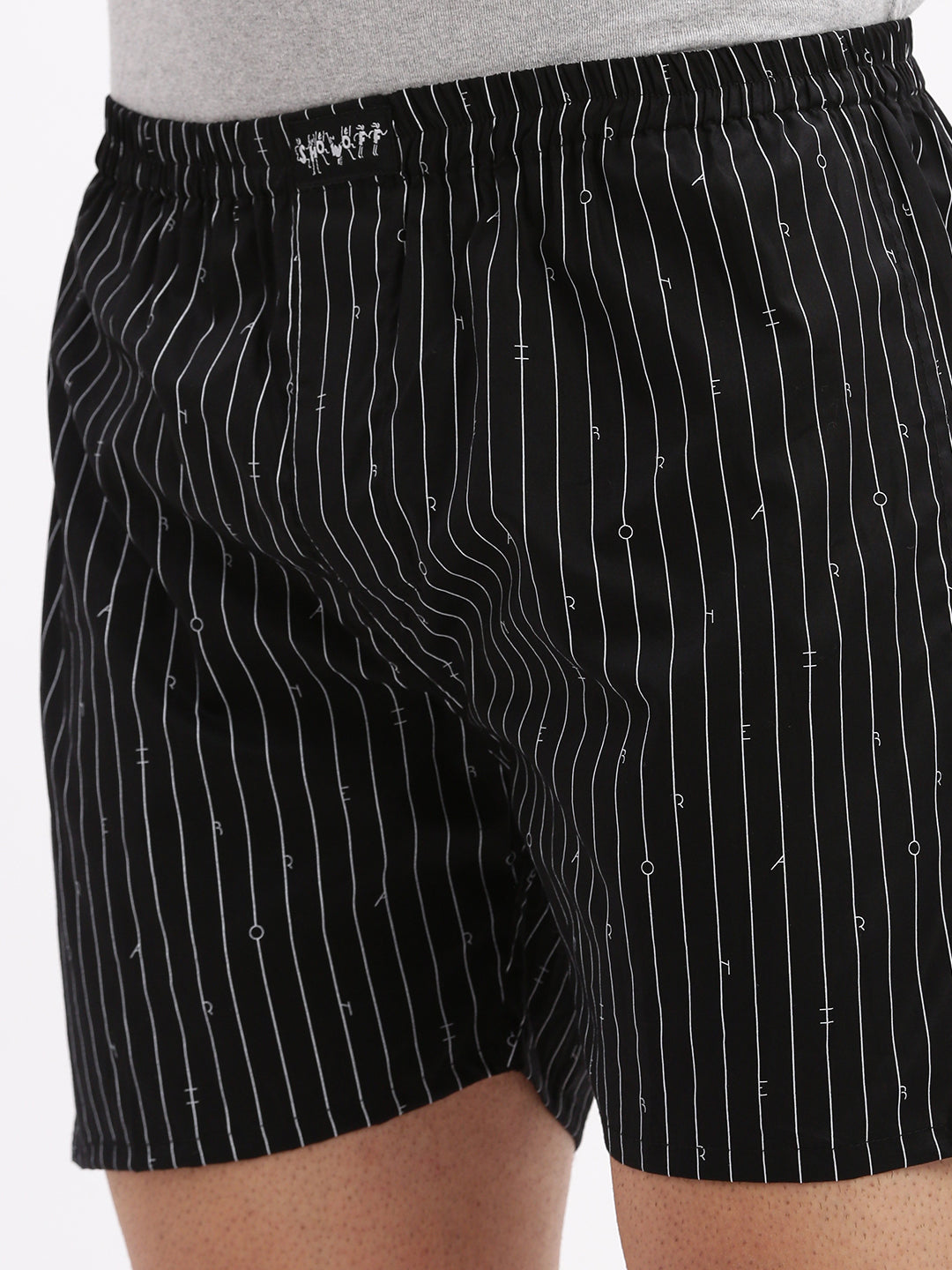 Men Striped Cotton Black Boxer