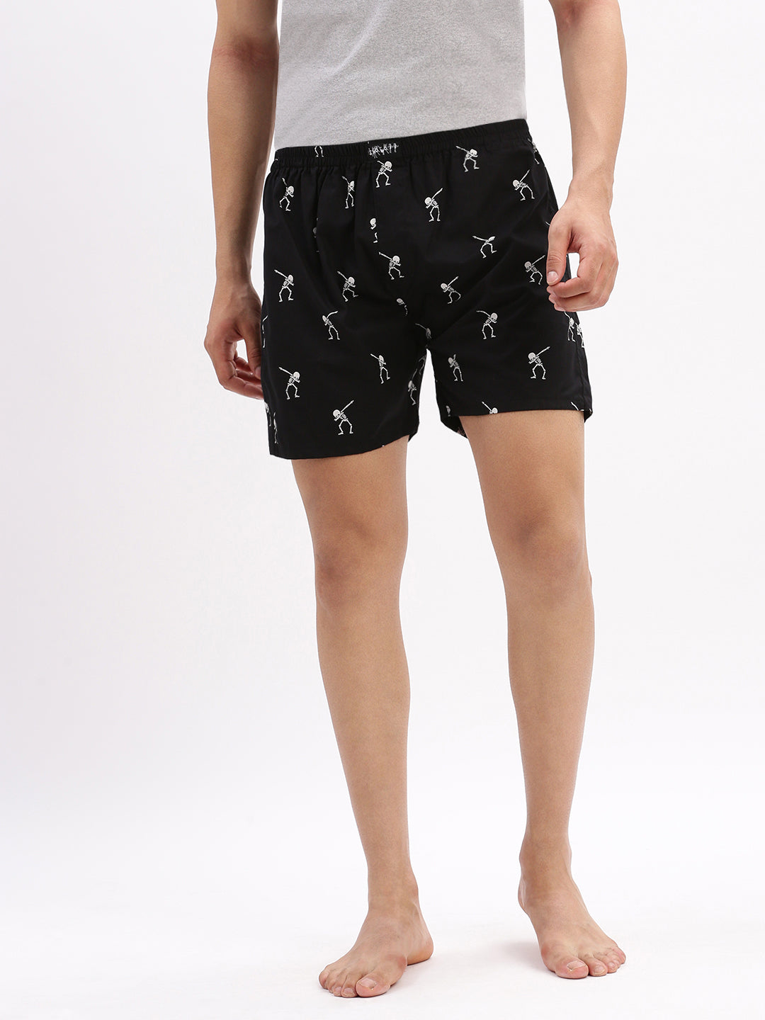 Men Printed Cotton Black Boxer