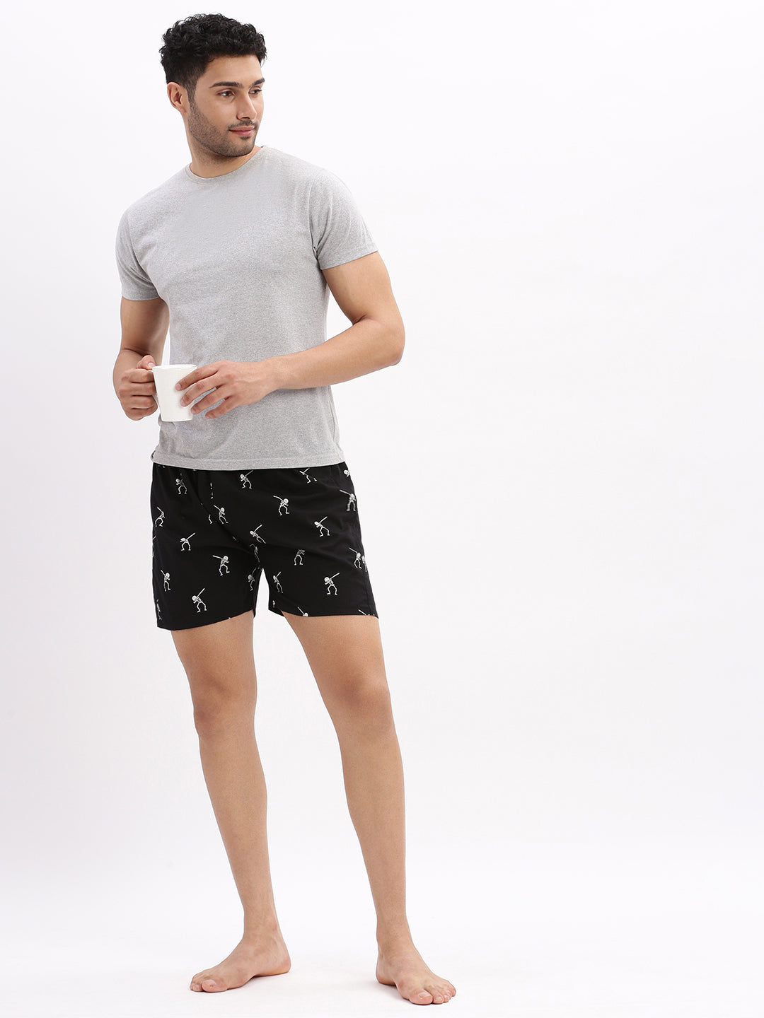 Men Printed Cotton Black Boxer