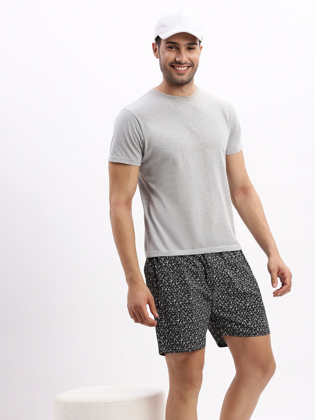 Men Printed Cotton Black Boxer