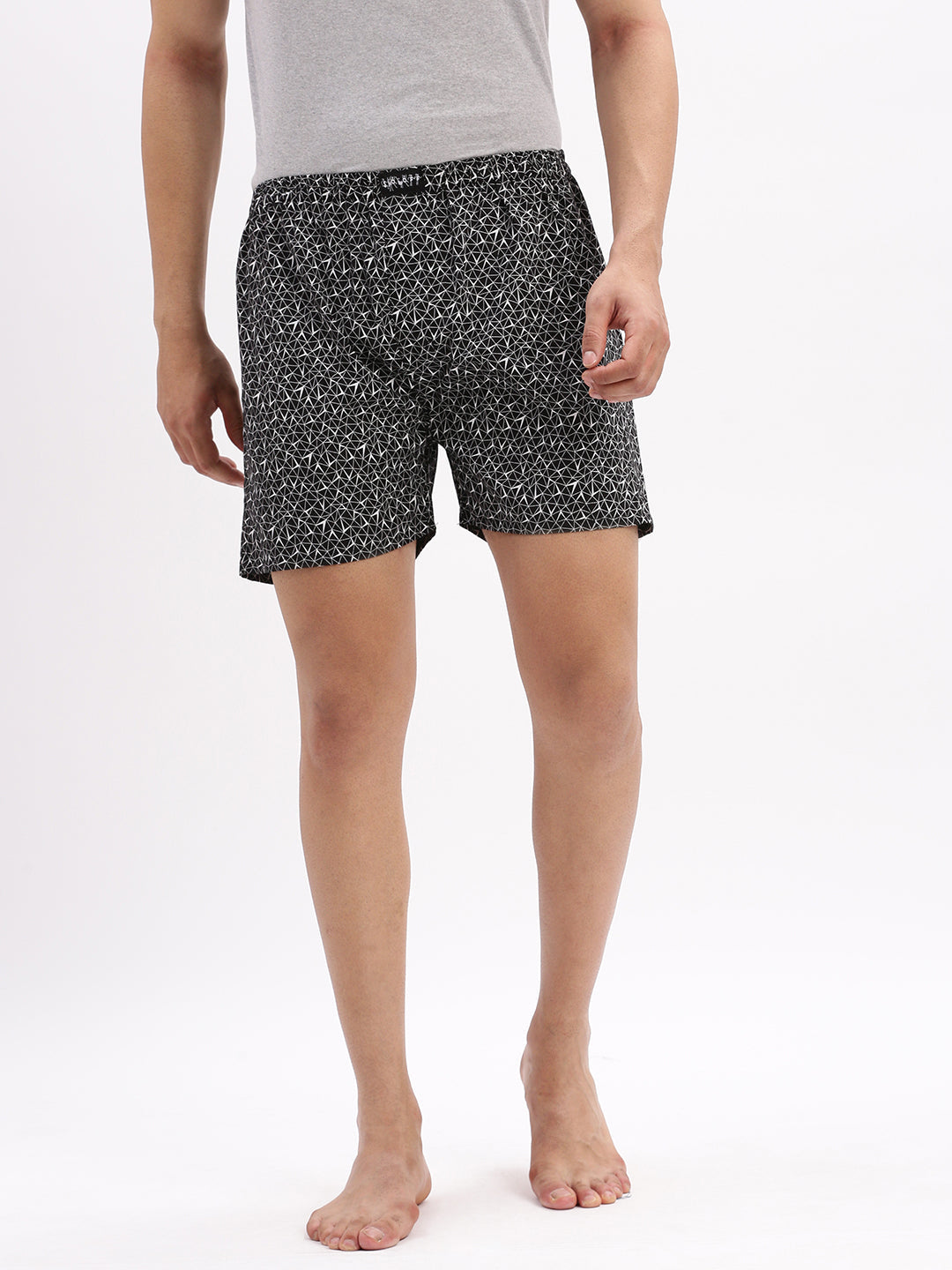 Men Printed Cotton Black Boxer