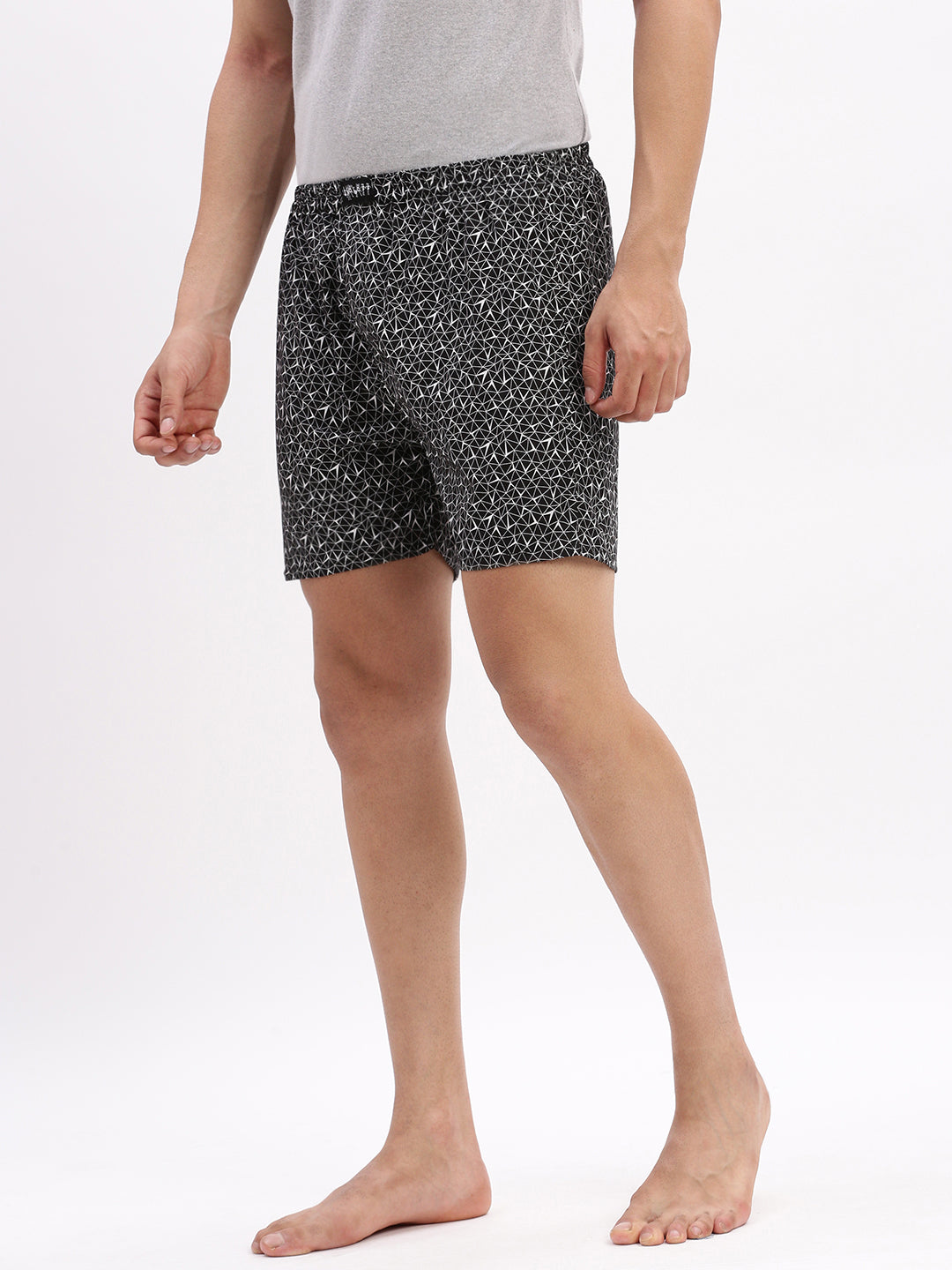 Men Printed Cotton Black Boxer