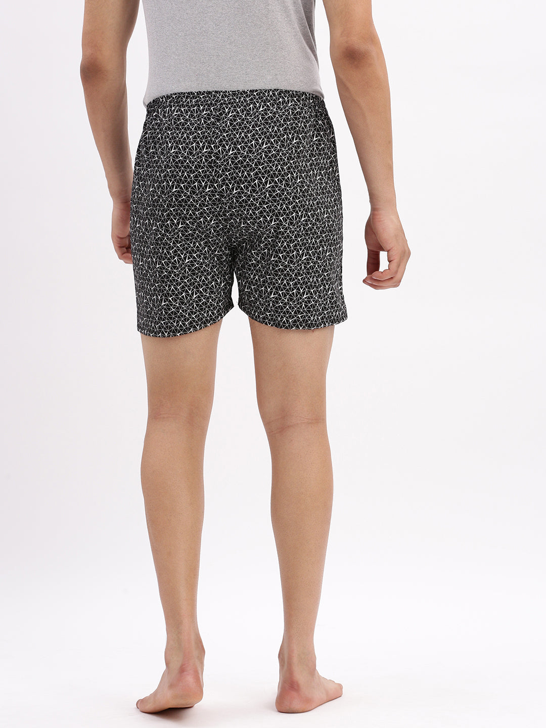 Men Printed Cotton Black Boxer