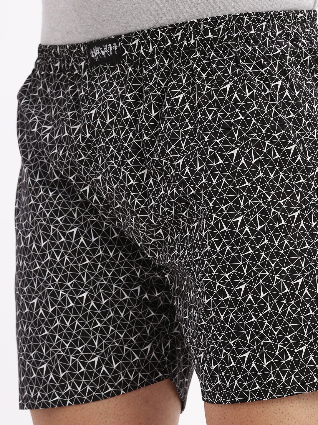 Men Printed Cotton Black Boxer