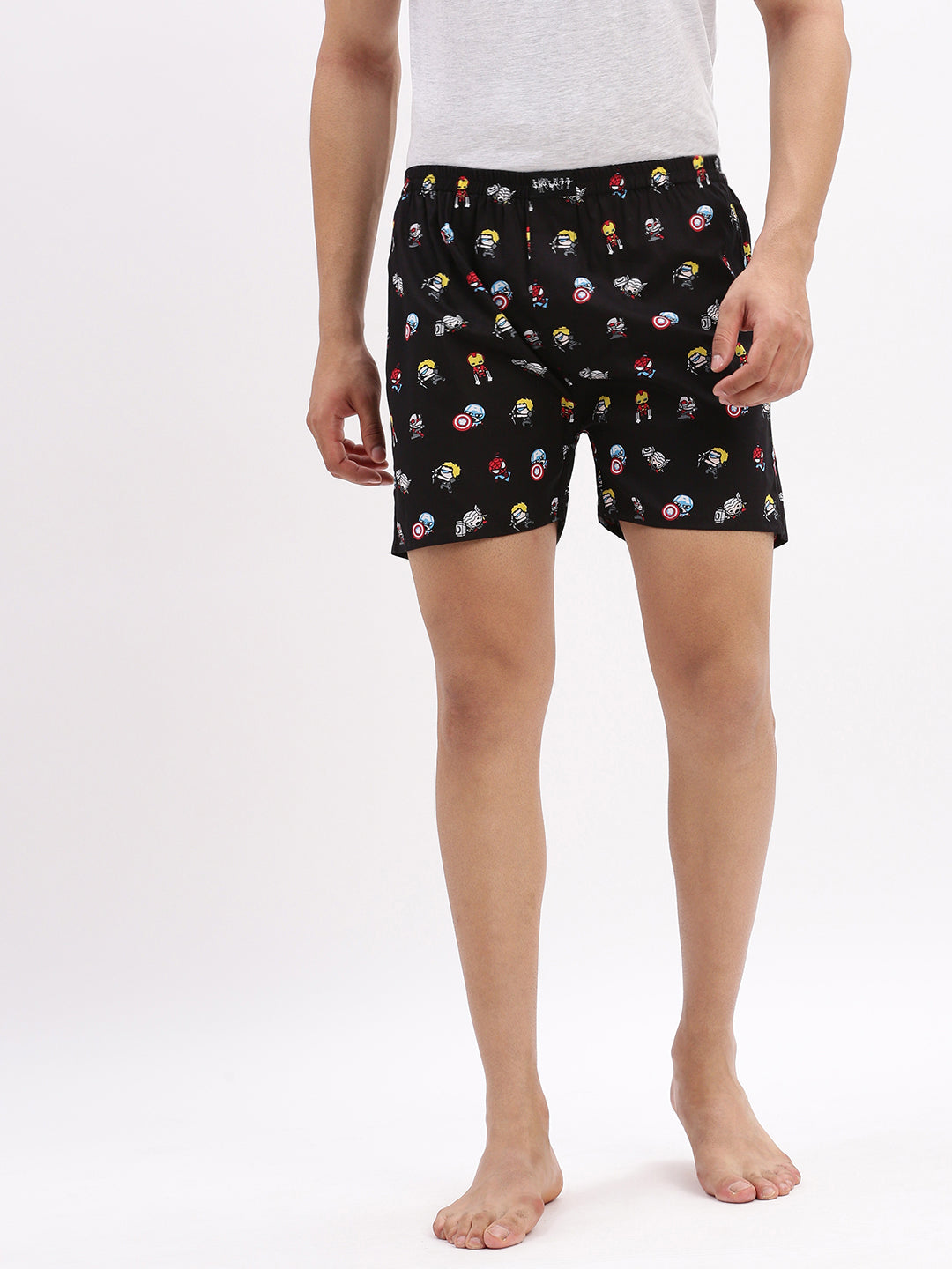 Men Printed Cotton Black Boxer