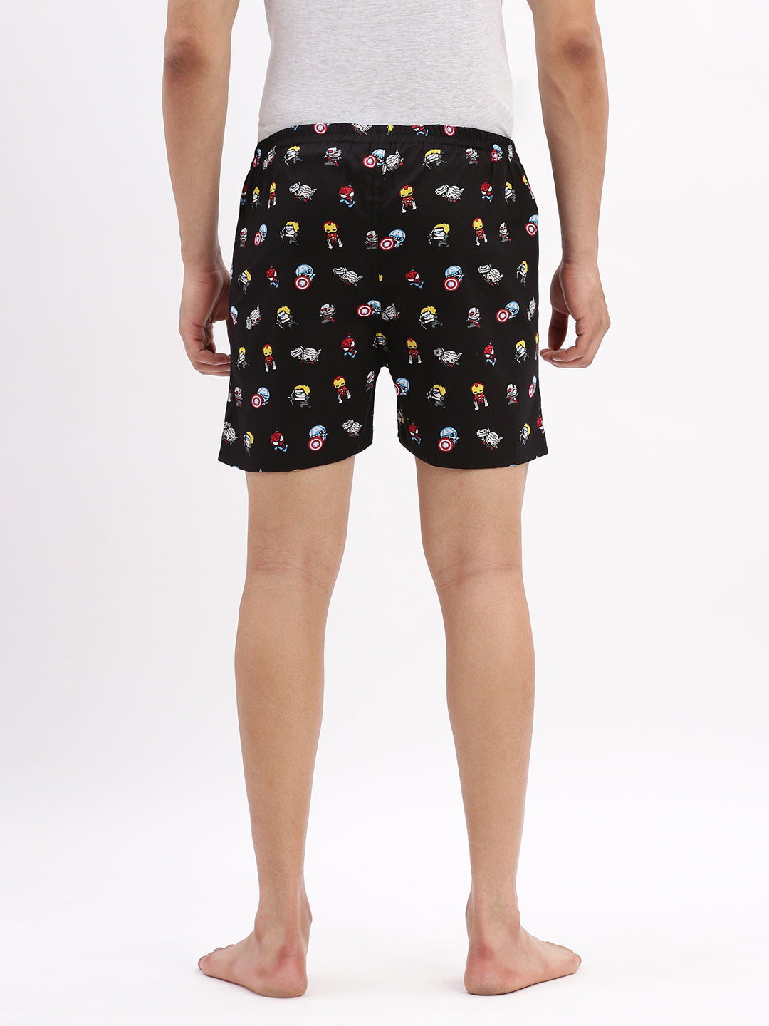 Men Printed Cotton Black Boxer