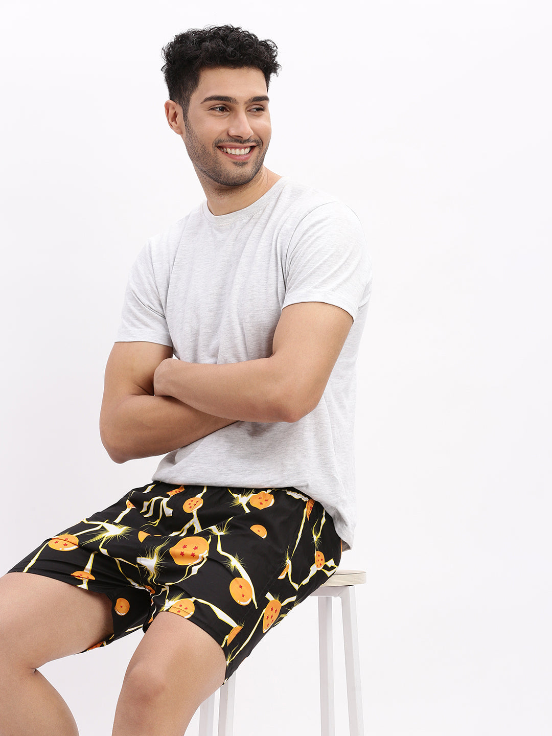 Men Printed Cotton Black Boxer