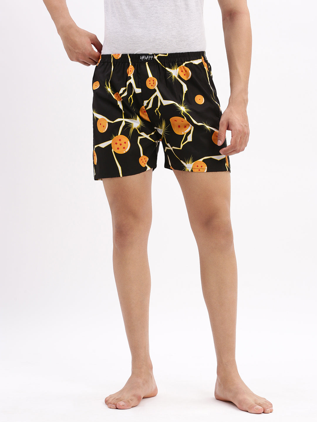 Men Printed Cotton Black Boxer