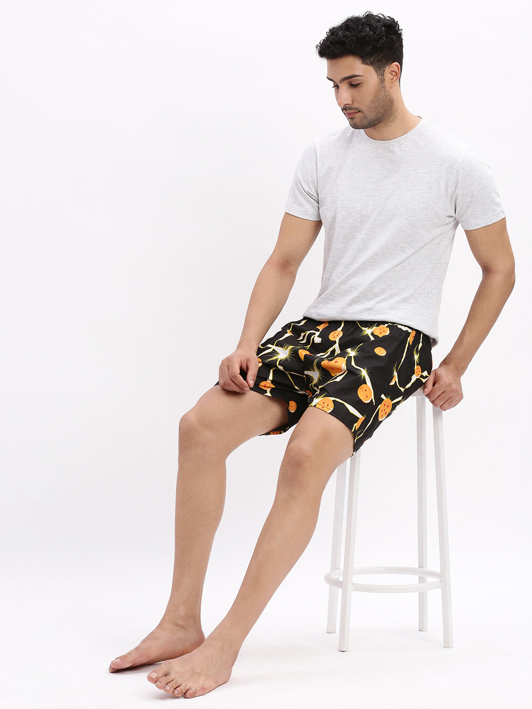 Men Printed Cotton Black Boxer