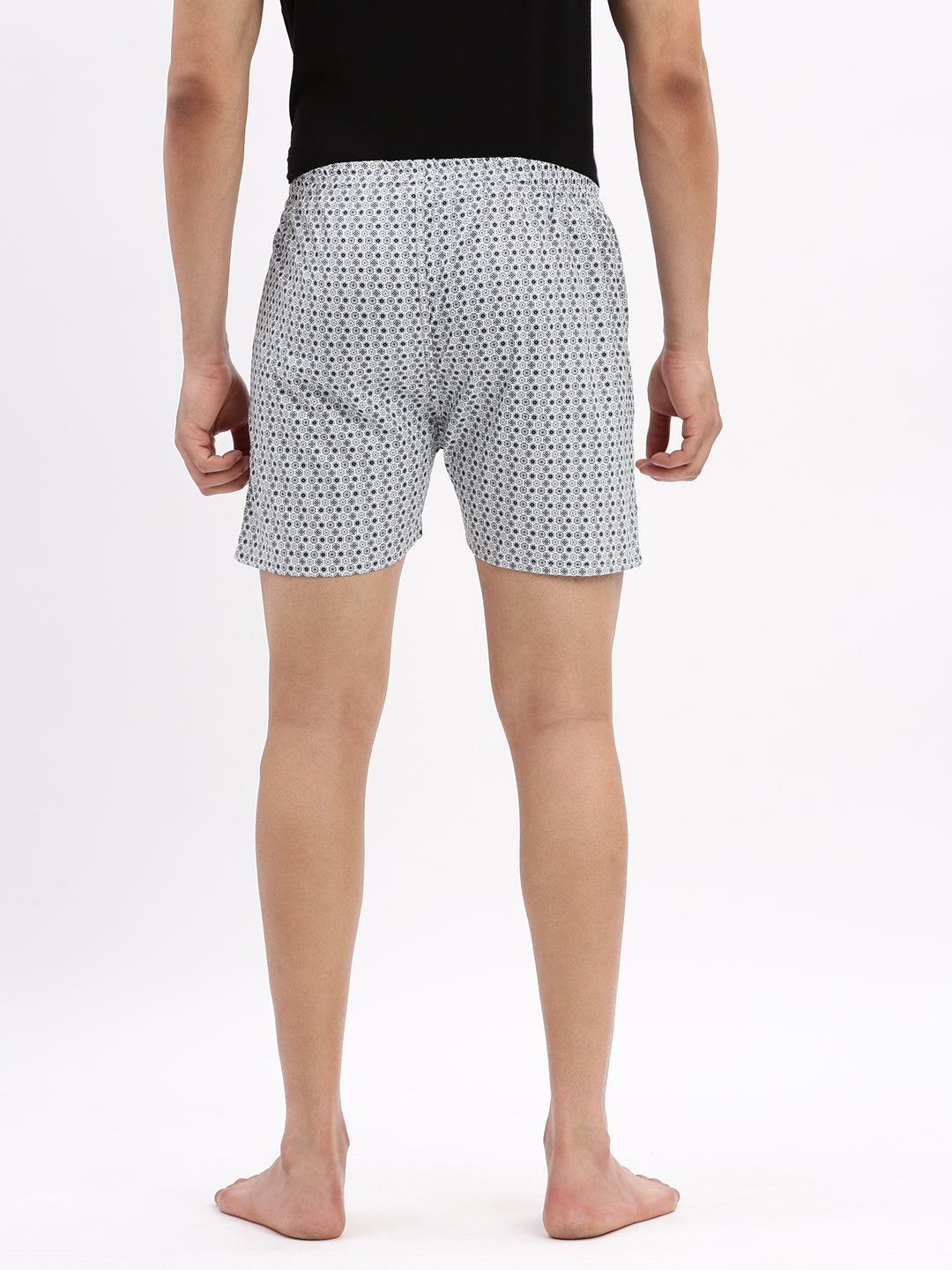 Men Printed Cotton White Boxer