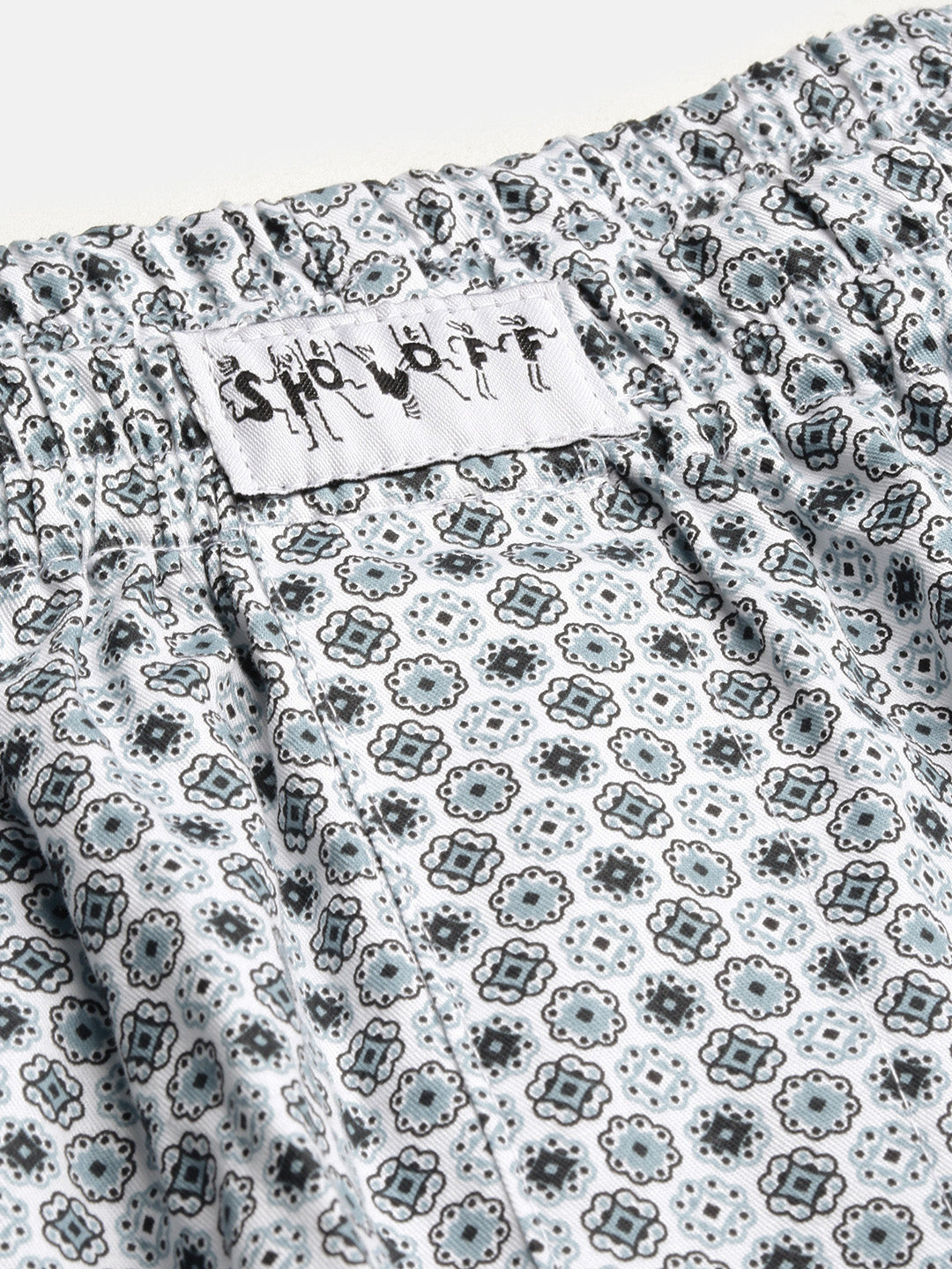 Men Printed Cotton White Boxer