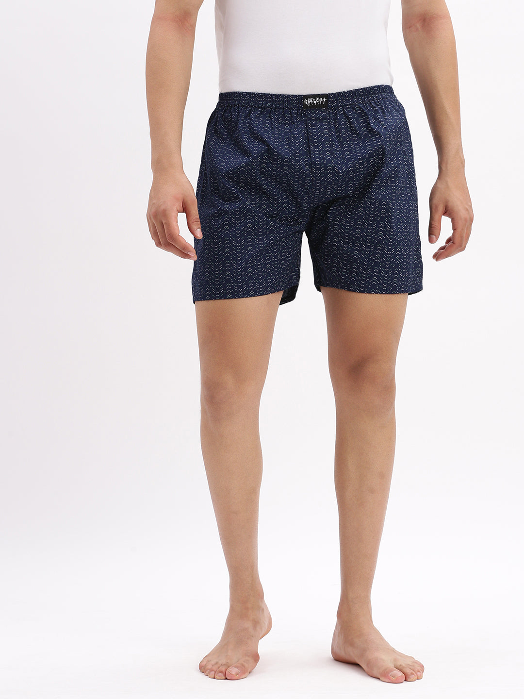 Men Printed Cotton Navy Blue Boxer