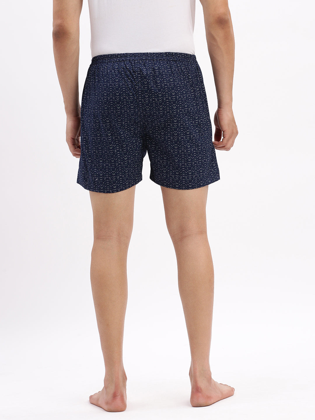 Men Printed Cotton Navy Blue Boxer