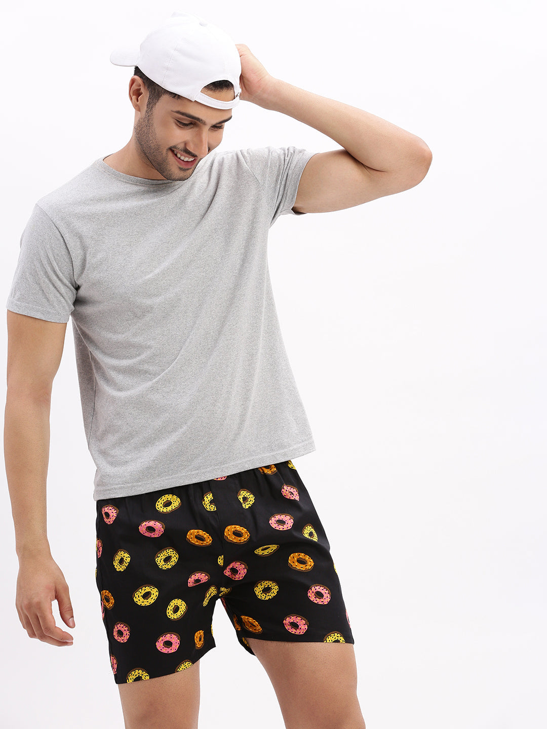 Men Printed Cotton Black Boxer