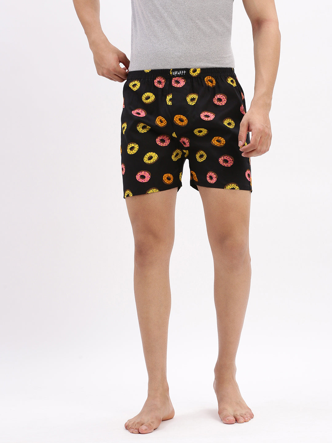 Men Printed Cotton Black Boxer