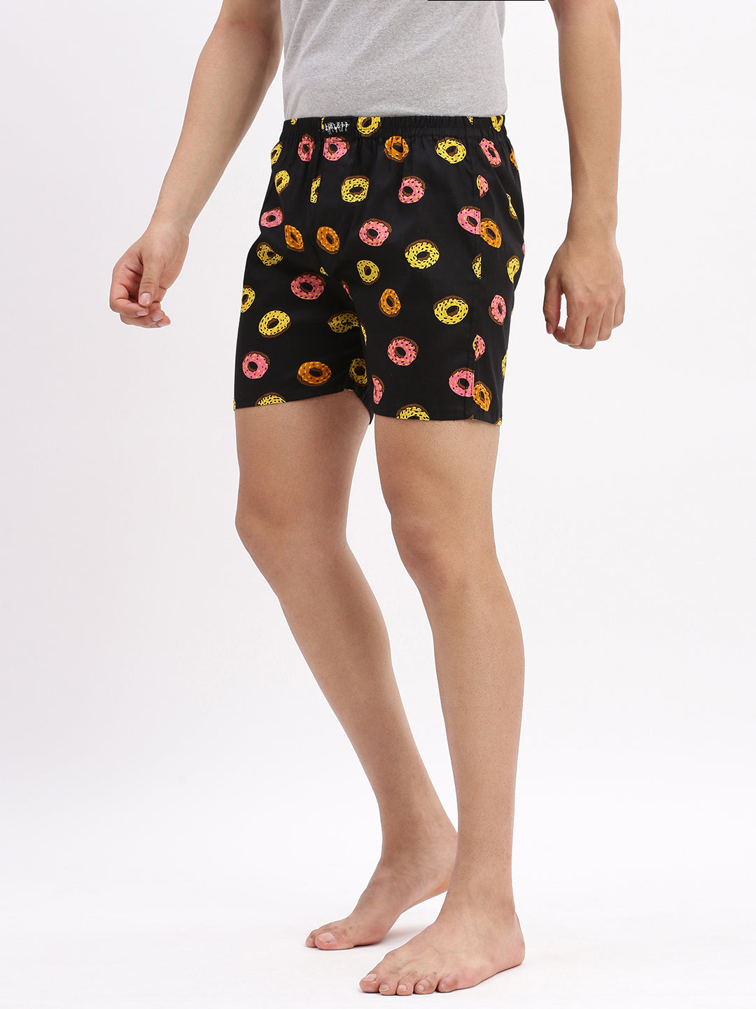 Men Printed Cotton Black Boxer