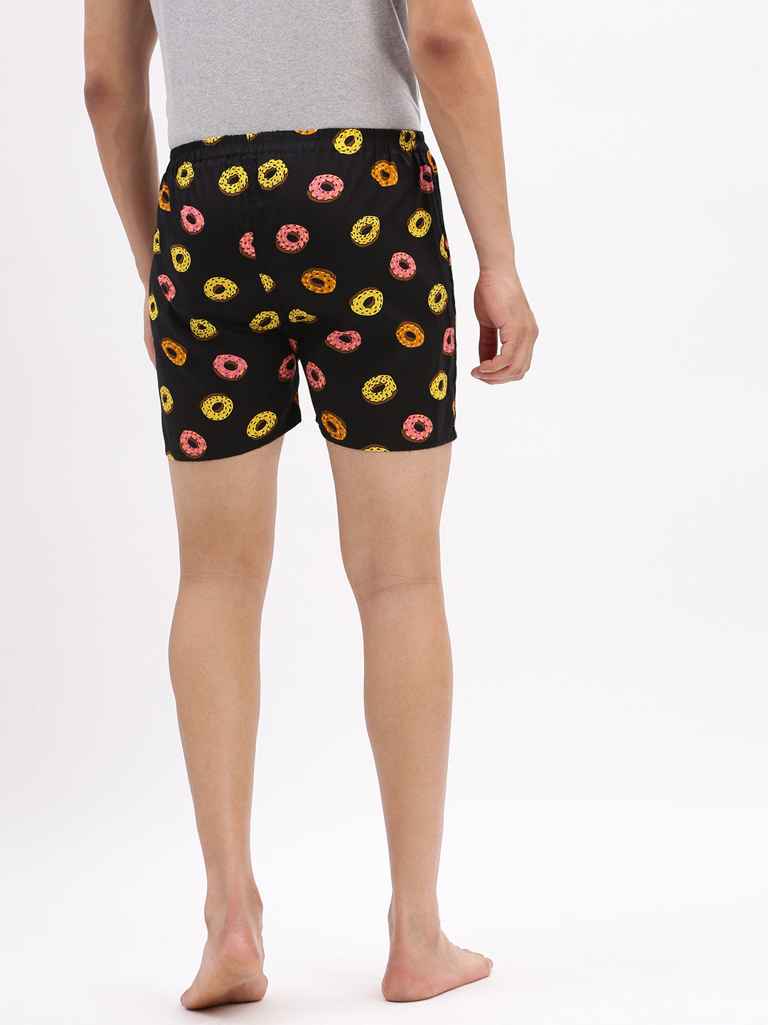 Men Printed Cotton Black Boxer