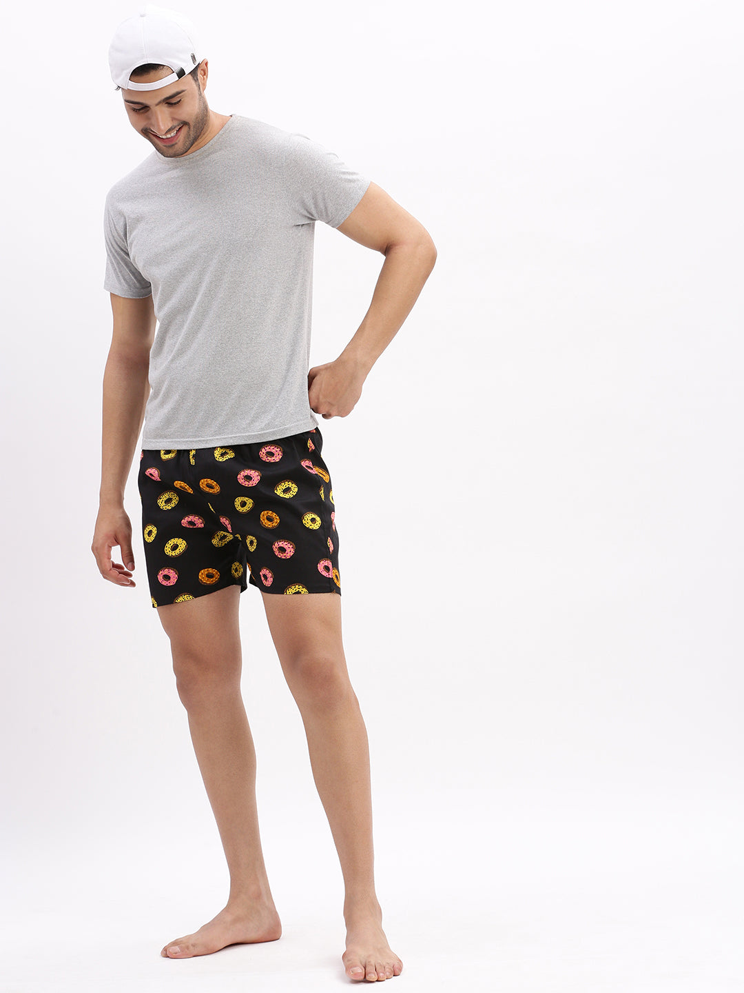 Men Printed Cotton Black Boxer