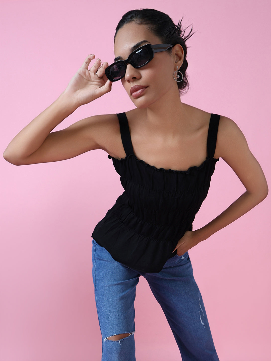 Women Black Solid Top