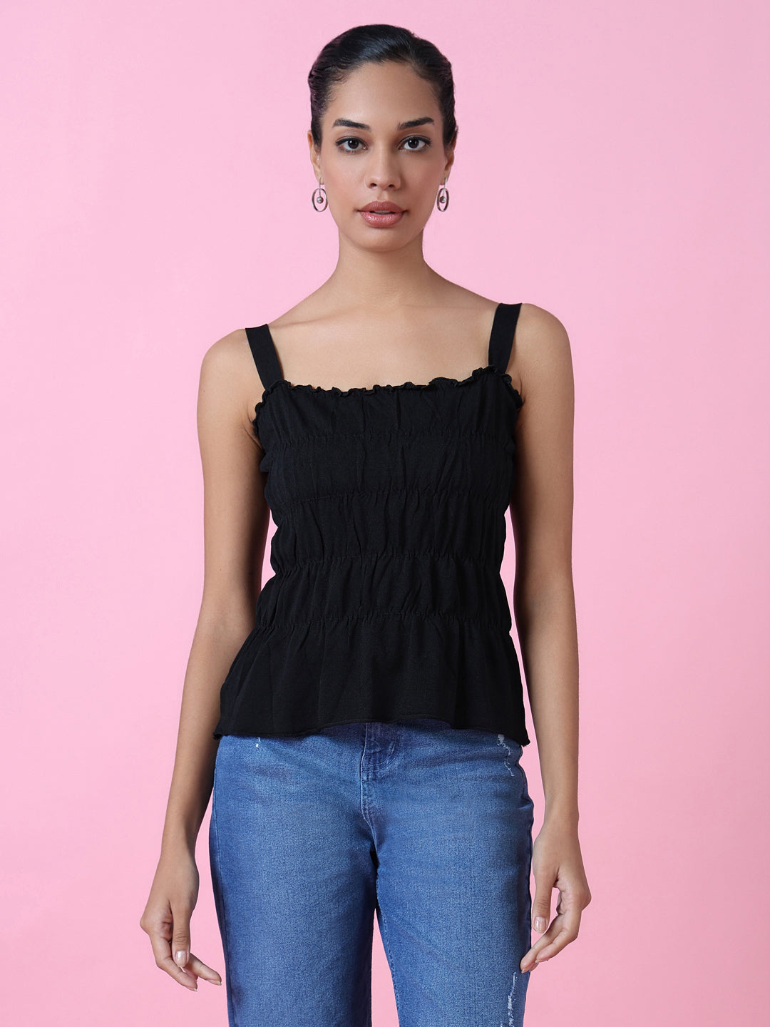 Women Black Solid Top