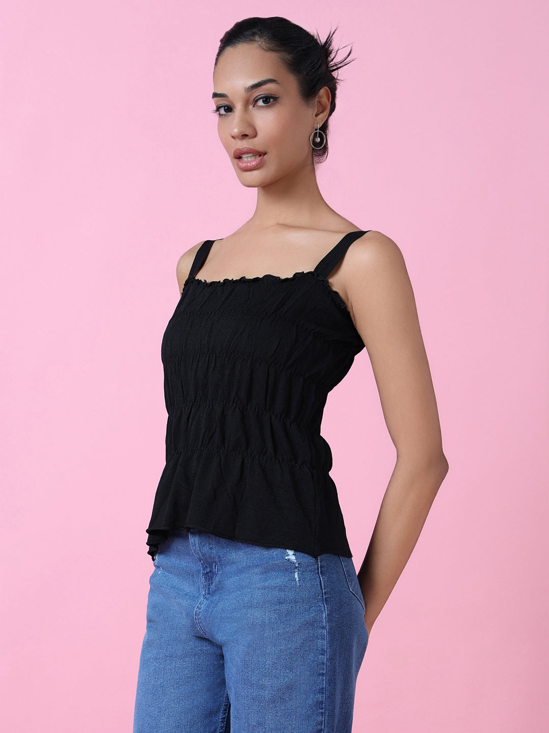 Women Black Solid Top