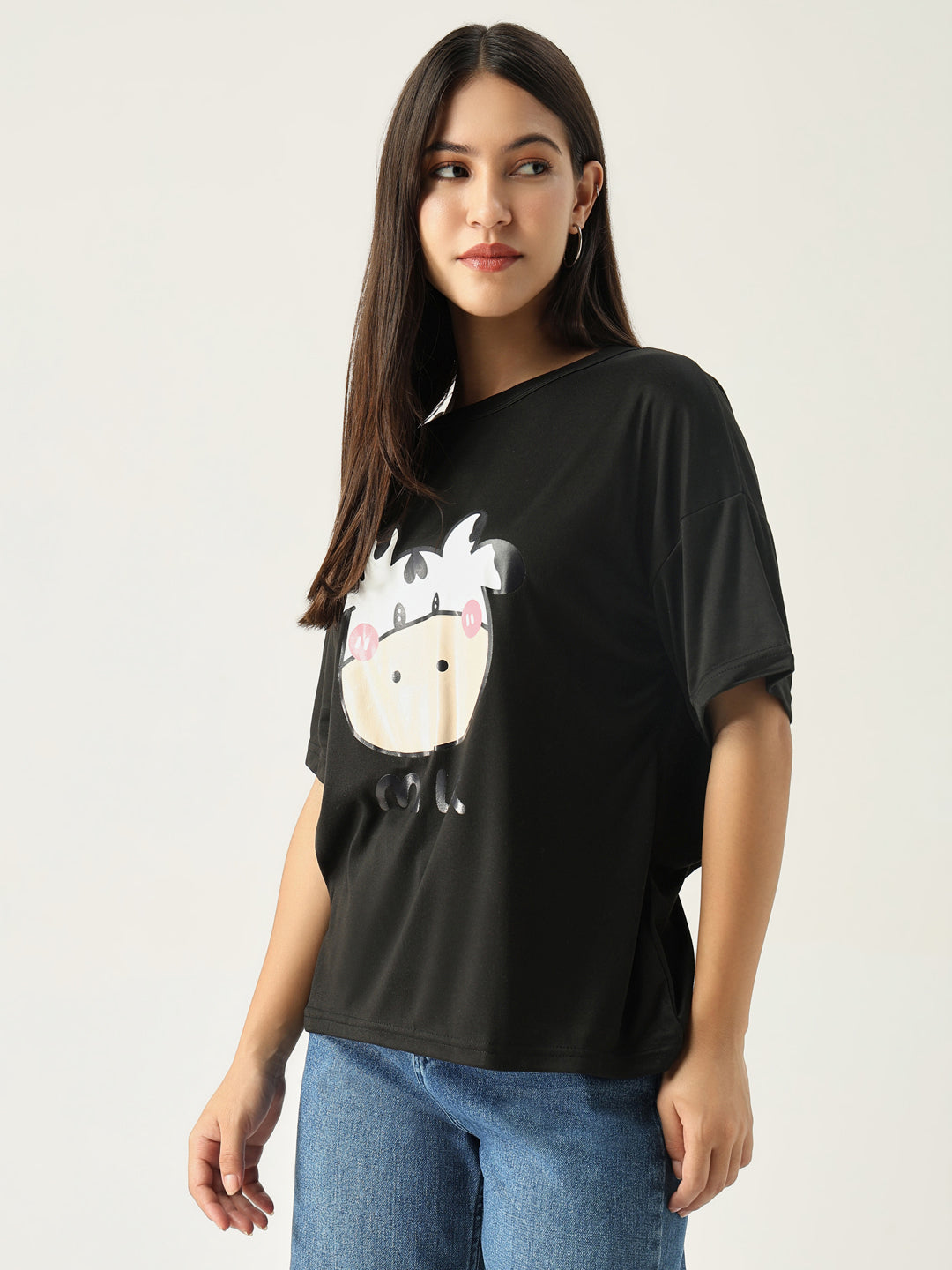 Women Graphic Black T Shirt