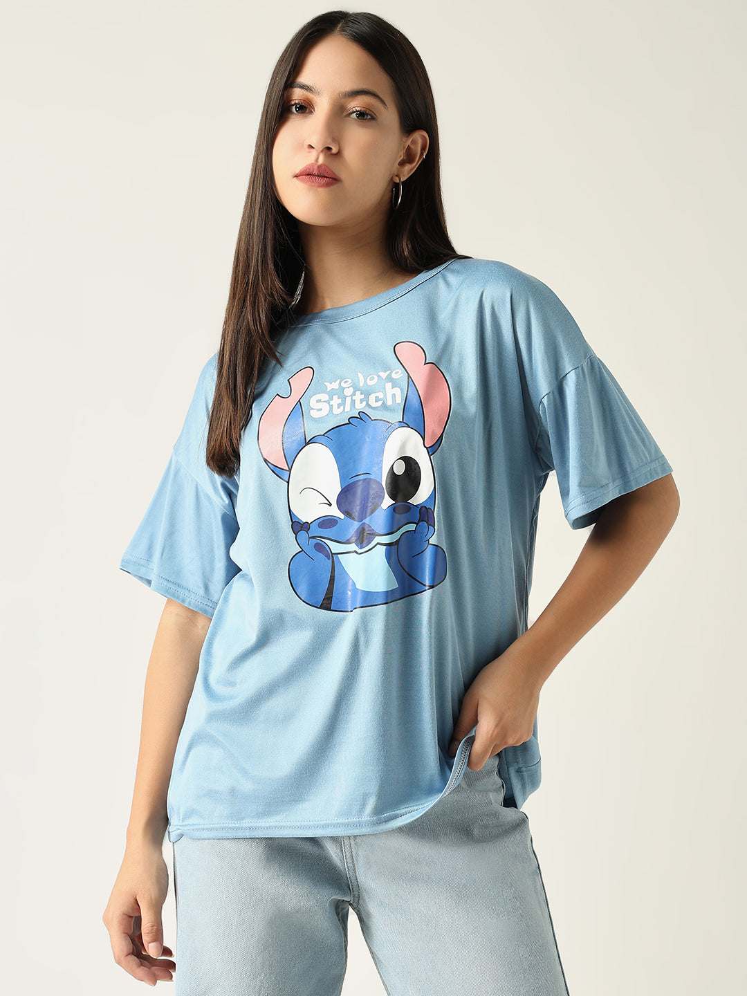 Women Graphic Blue T Shirt