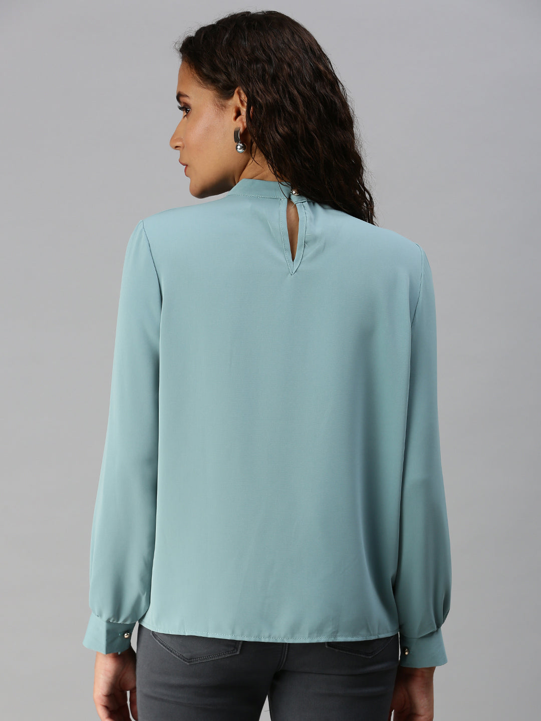 Women Solid Blue Top