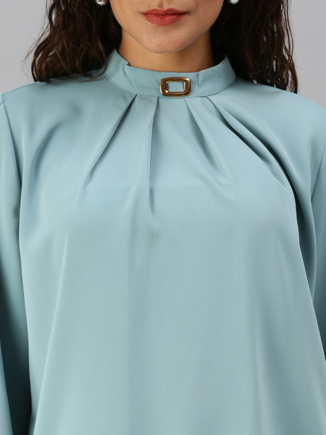 Women Solid Blue Top