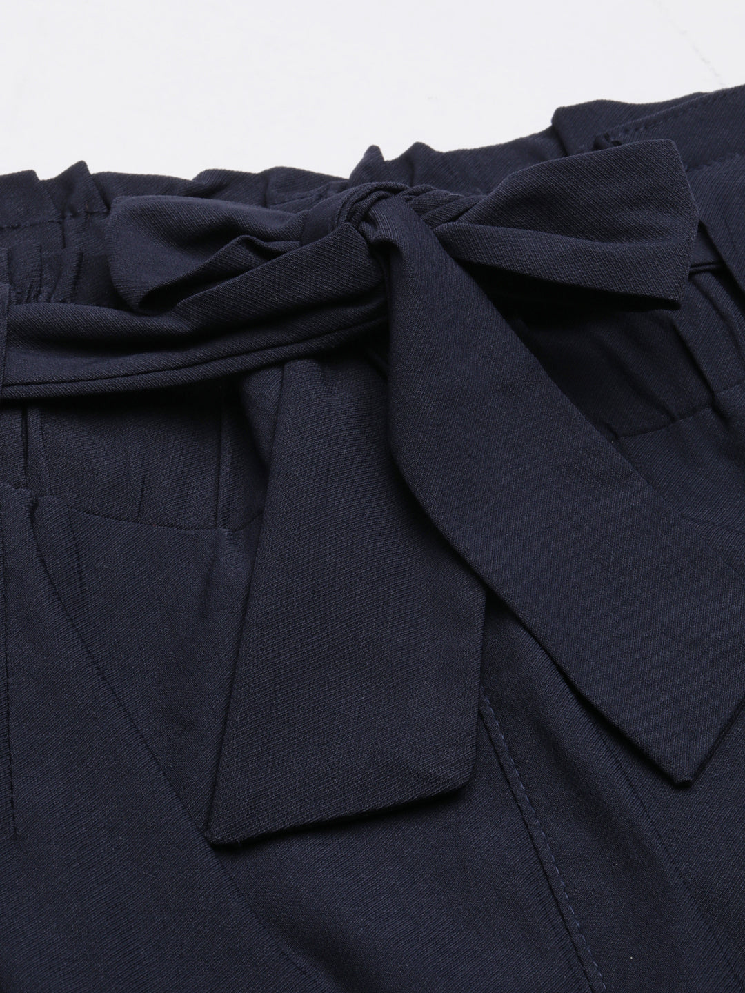 Women Navy Blue Solid Peg Trousers