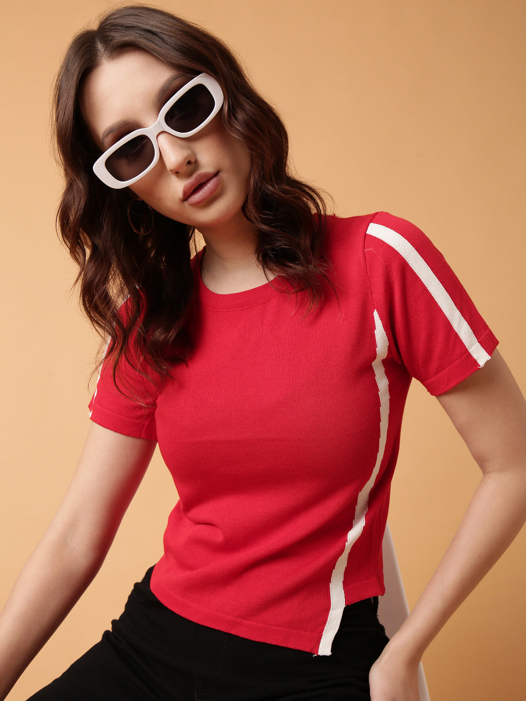 Women Red Solid Top